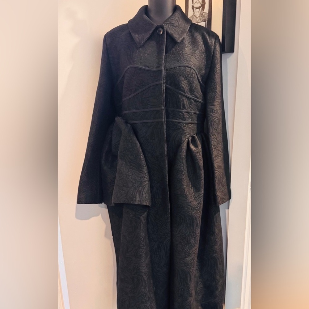 Cecilie Bahnsen Desiree Coat - Black Wool Silk Lined Designer Dress Coat